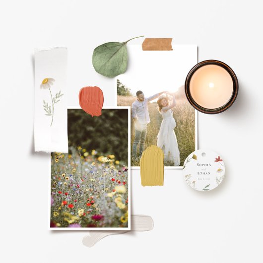 Leander Rustic Wildflower Boho Floral Wedding Kaart