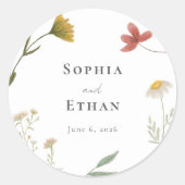 Leander Wildflower bruiloft Ronde Sticker (Voorkant)