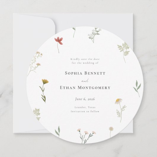 Leander Wildflower bruiloft Save The Date (Voorkant)