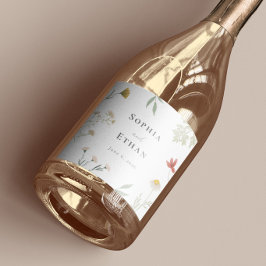 Leander Wildflower bruiloft Sparkling Wijnetiket