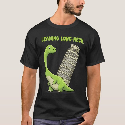 Leaning Long-Neck Cute Brachiosaurus & Leaning Tow T-shirt (Voorkant)