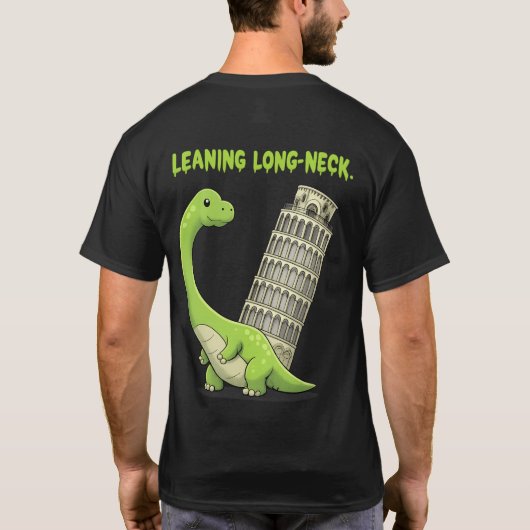 Leaning Long-Neck Cute Brachiosaurus & Leaning Tow T-shirt (Achterkant)