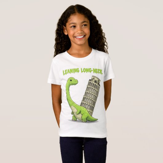Leaning Long-Neck Cute Brachiosaurus & Leaning Tow T-shirt (Voorkant volledig)