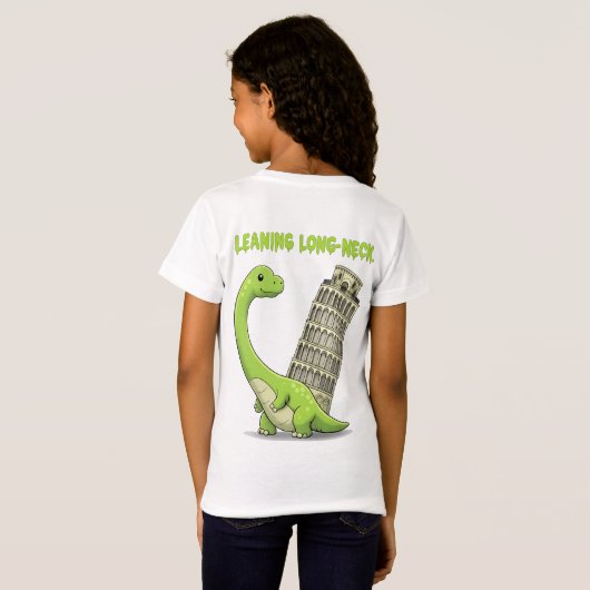 Leaning Long-Neck Cute Brachiosaurus & Leaning Tow T-shirt (Achterkant volledig)