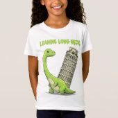 Leaning Long-Neck Cute Brachiosaurus & Leaning Tow T-shirt (Voorkant)