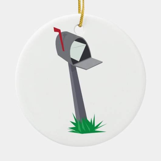 Leaning Mailbox Keramisch Ornament (Voorkant)