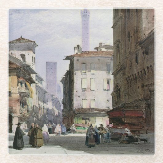 Leaning Tower, Bologna Glazen Onderzetter (Voorkant)