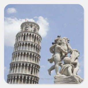 Leaning Tower of Pisa and Statue, Italië Vierkante Sticker