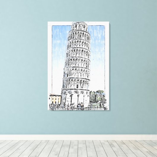 Leaning Tower of Pisa Canvas Afdruk (Insitu (Houten vloer))
