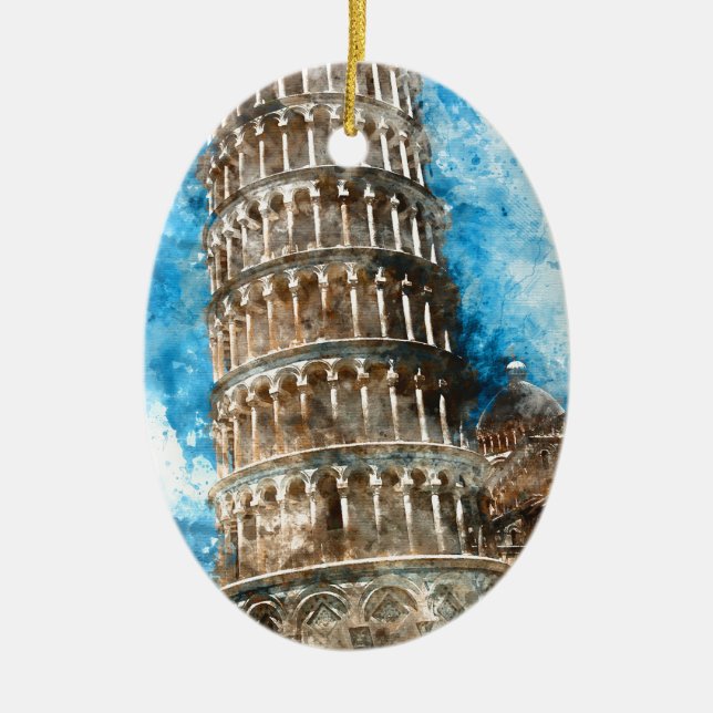 Leaning Tower of Pisa in Italië Keramisch Ornament (Voorkant)