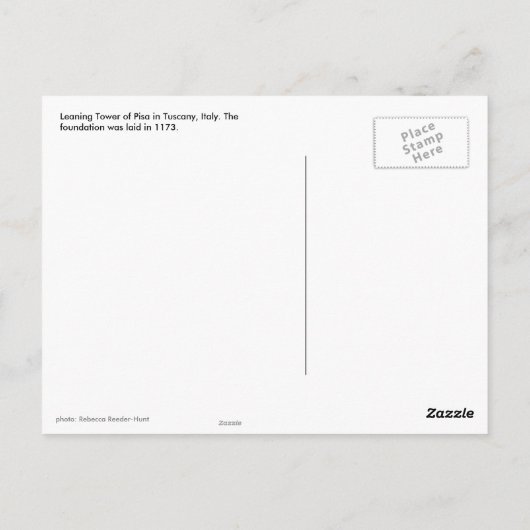 Leaning Tower of Pisa Italy Briefkaart (Achterkant)