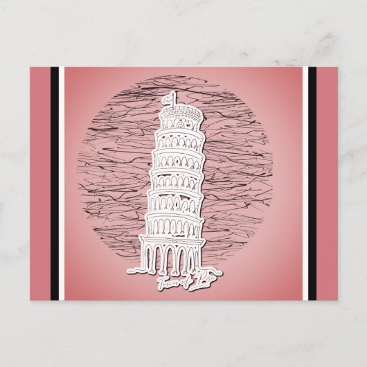 Leaning Tower of Pisa Italy Pink Travel Briefkaart (Voorkant)