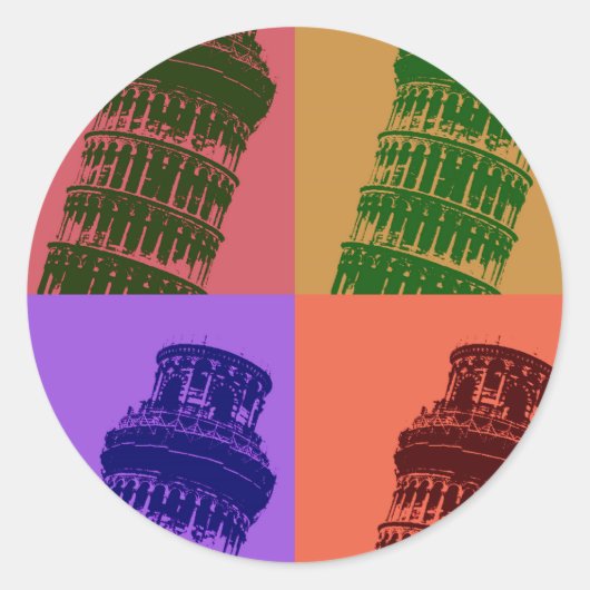 Leaning Tower of Pisa Pop Art Ronde Sticker (Voorkant)