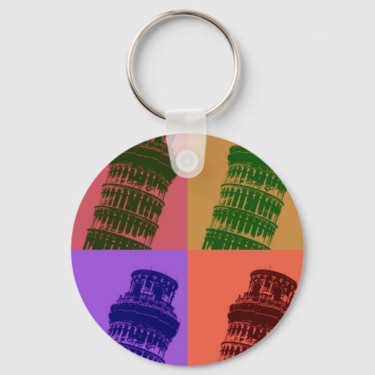 Leaning Tower of Pisa Pop Art Sleutelhanger (Voorkant)