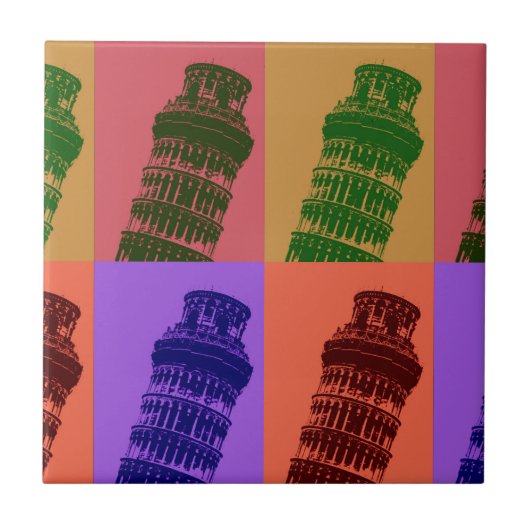 Leaning Tower of Pisa Pop Art Tegeltje (Voorkant)