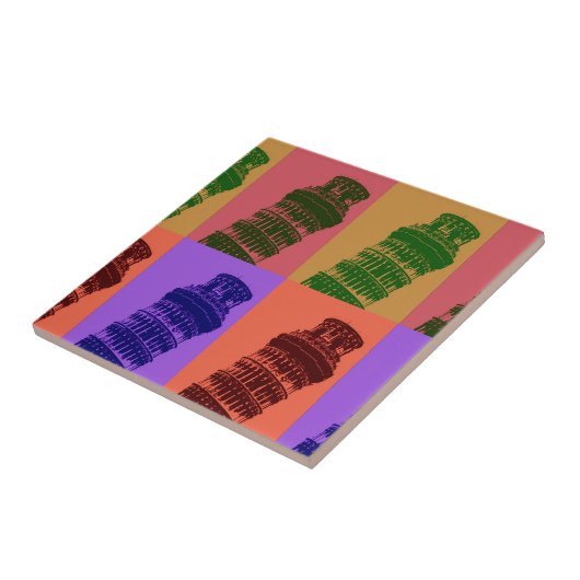 Leaning Tower of Pisa Pop Art Tegeltje (Zijkant)