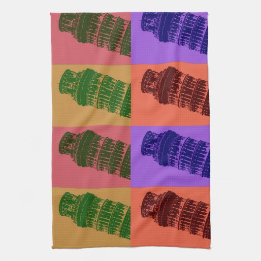 Leaning Tower of Pisa Pop Art Theedoek (Verticaal)