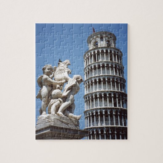 Leaning Tower van Pisa met Cherub Statue Legpuzzel (Verticaal)