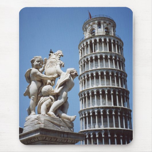 Leaning Tower van Pisa met Cherub Statue Muismat (Voorkant)
