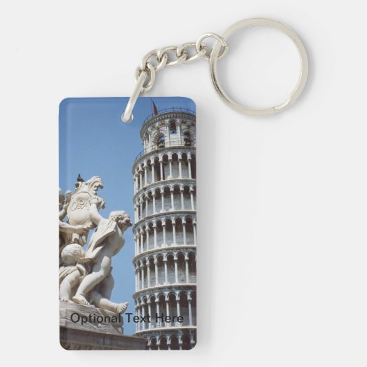 Leaning Tower van Pisa met Cherub Statue Sleutelhanger (achterkant)