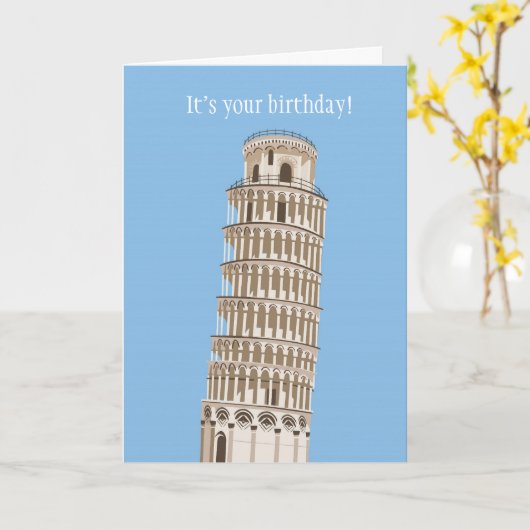 Leaning Tower Verjaardag Kaart (Gele Bloem)