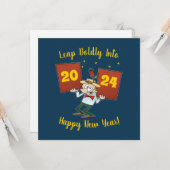 Leap Bolly Into 2024 Nieuwjaarsviering Cartoon Kaart (Voorkant / Achterkant in situ)