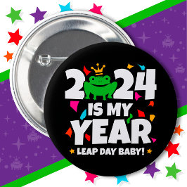 Leap Day Leaper 2024 is mijn jaar 29 feb verjaarda Ronde Button 5,7 Cm