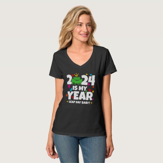 Leap Day Leaper 2024 is mijn jaar 29 feb verjaarda T-shirt (Voorkant volledig)