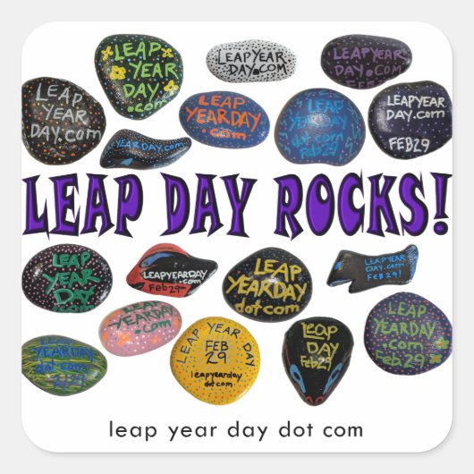 LEAP DAY ROCKS! VIERKANTE STICKER (Voorkant)