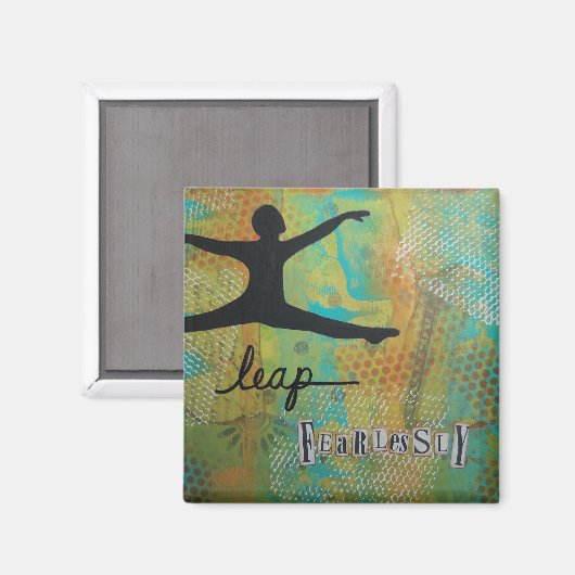 "Leap Fearless" Kunstmagneet van Nancy Lefko Magneet (Voorkant / Achterkant)