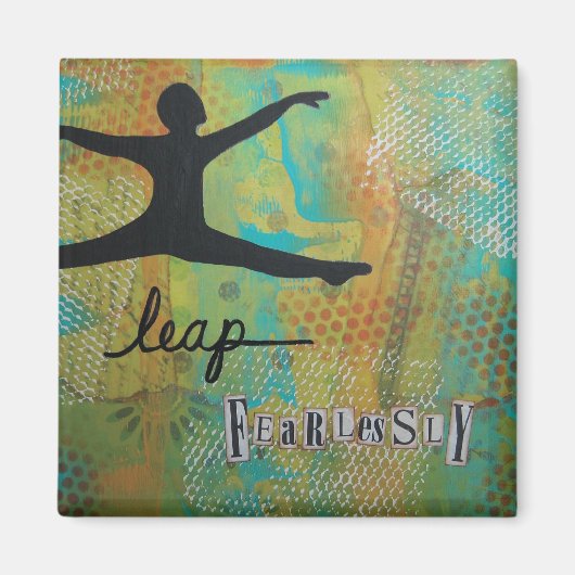 "Leap Fearless" Kunstmagneet van Nancy Lefko Magneet (Voorkant)