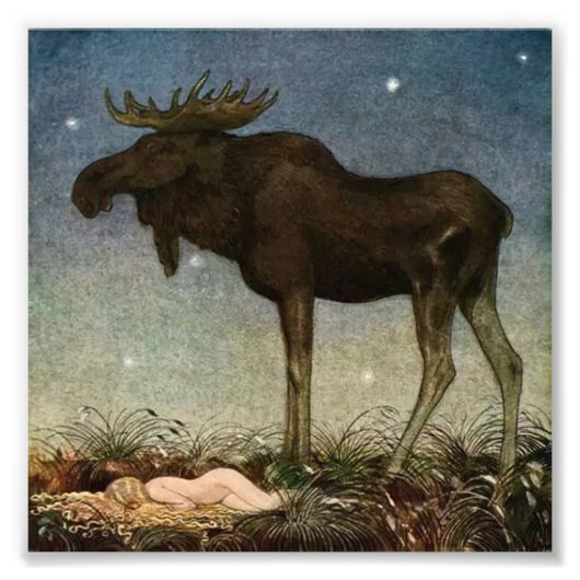“Leap Finds the Sleeping Princess” door John Bauer Foto Afdruk (Voorkant)
