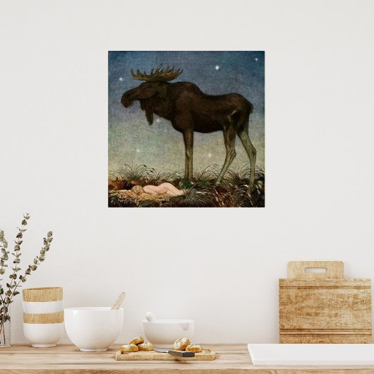 "Leap Finds the Sleeping Princess" van John Bauer Poster (Keuken)