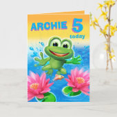 Leap Frog 5 jaar verjaardagskaart aanpassen Kaart (Gele Bloem)