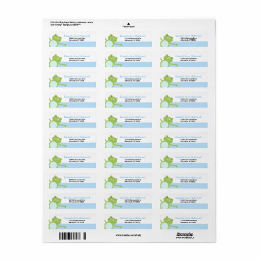 Leap Frog Froggy Custom Adresetiketten (blauw) Etiket (Full Sheet)