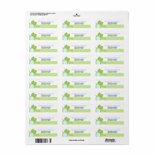 Leap Frog Froggy Custom Adresetiketten (groen) Etiket (Full Sheet)