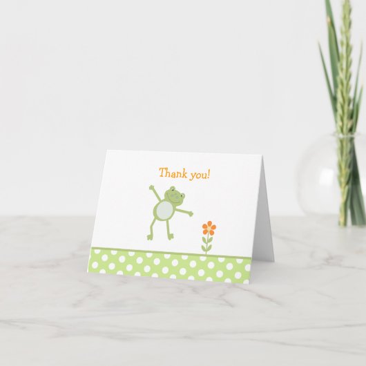 LEAP FROG FROGGY GREEN Folded Thank you note Bedankkaart (Voorkant)