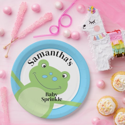 Leap Frog Green Froggy Baby Sprinkle Shower Papieren Bordje (Feest)