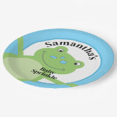 Leap Frog Green Froggy Baby Sprinkle Shower Papieren Bordje (Gekanteld)