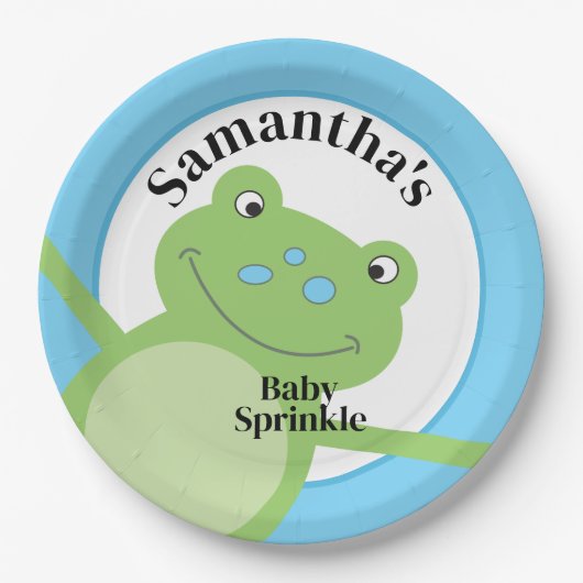 Leap Frog Green Froggy Baby Sprinkle Shower Papieren Bordje (Voorkant)