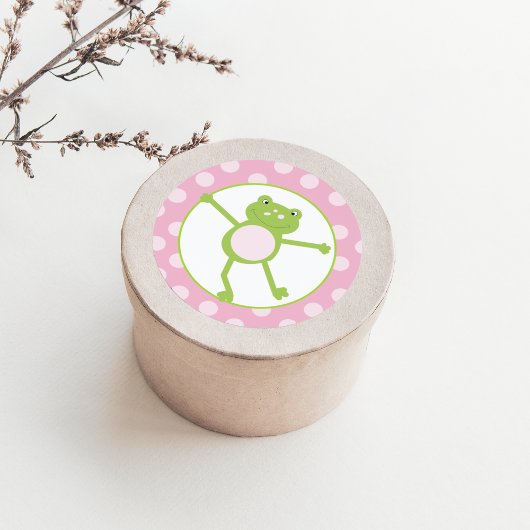 Leap Frog in Roze Favor Stickers