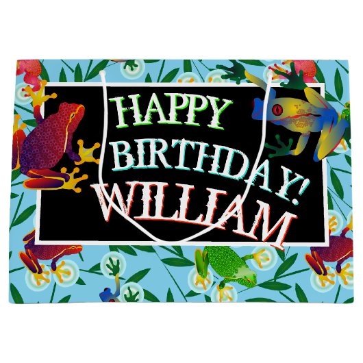 Leap Frog Personalized Birthday Large Gift Bag Groot Cadeauzakje (Voorkant)