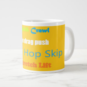 Leap Hop Skip Lean Text design gemengde kleuren Grote Koffiekop