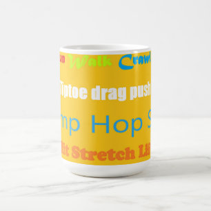 Leap Hop Skip Lean Text design gemengde kleuren Koffiemok