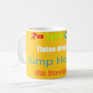 Leap Hop Skip Lean Text design gemengde kleuren Koffiemok