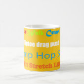 Leap Hop Skip Lean Text design gemengde kleuren Koffiemok (Center)