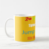 Leap Hop Skip Lean Text design gemengde kleuren Koffiemok (Links)