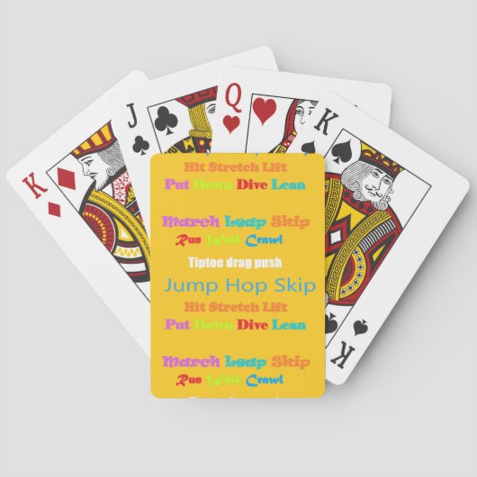 Leap Hop Skip Lean Text design gemengde kleuren Pokerkaarten (Achterkant)