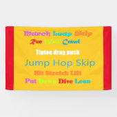 Leap Hop Skip Lean Text design gemengde kleuren Spandoek (Horizontaal)