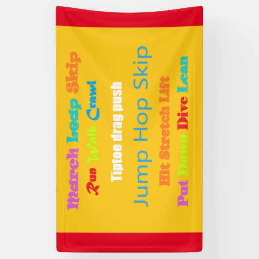 Leap Hop Skip Lean Text design gemengde kleuren Spandoek (Verticaal)